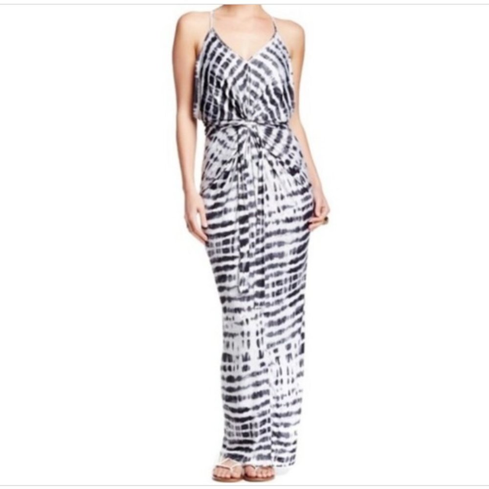 The Vanity Room black silver poly maxi dress S